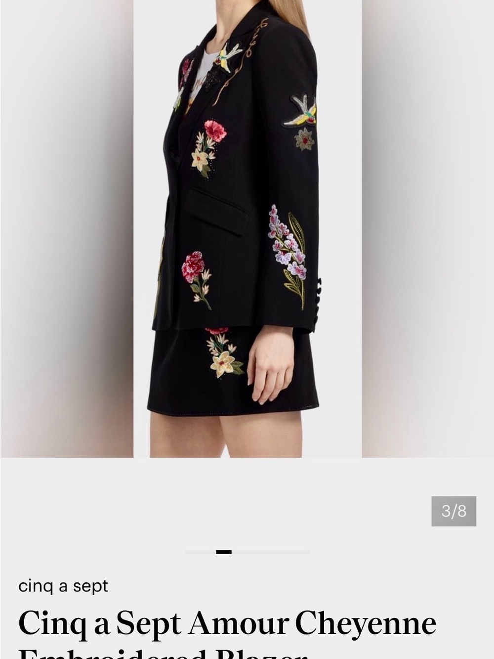 Cinq A’ Sept Black Embroidered Amour Cheyenne Blazer NEW With Tags - Picture 3 of 8